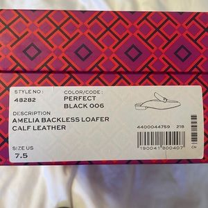 Tory Burch Amelia black backless loafer size 7.5
